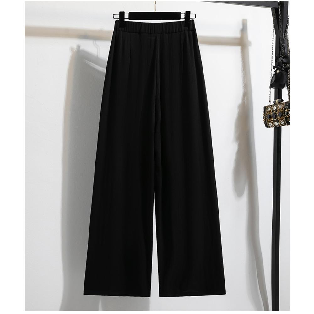 DIMANAF 2025 Sommer Übergröße Hosen Hohe Taille Neue Damenbekleidung Mode Locker Plissiert Vintage Hosen