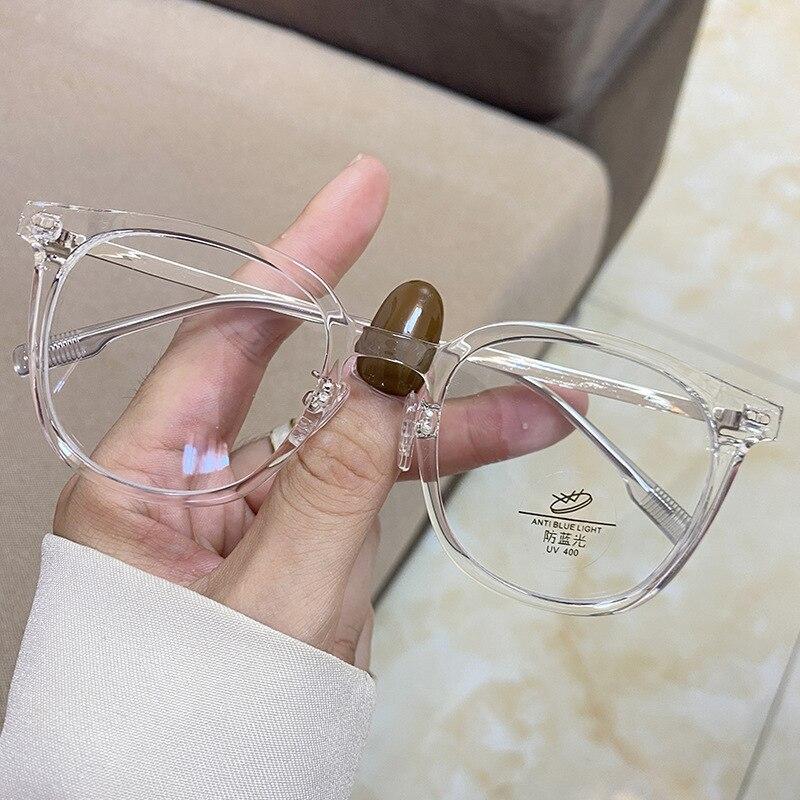 Ultralight Blue Blocking Glasses Girl Retro Green Frame Plain Glasses Blue Light Bezel Transparent Eyewear Glasses for Women
