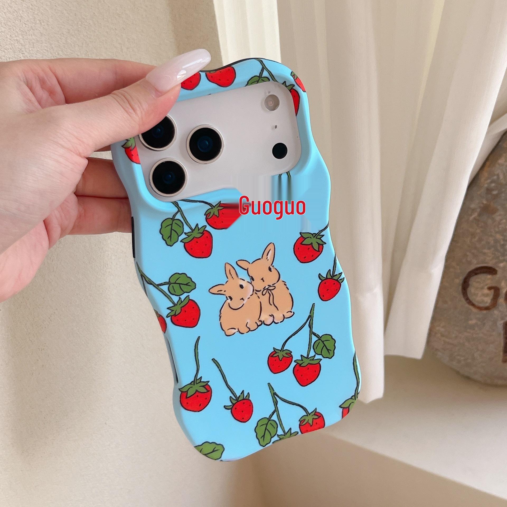 

Spring Cartoon Rabbit & Flowers Case for iPhone 17 Pro Max/16/15/14 with Frosted Film iPhone 15