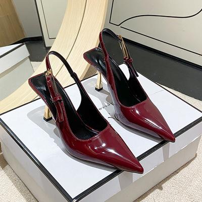 Neue Damen Rote Schwarze Pumps Schuhe Designer Mode Flache Slip-on Slingback Sandalen Dünner Hoher Absatz Kleid Sexy Pumps Schuhe