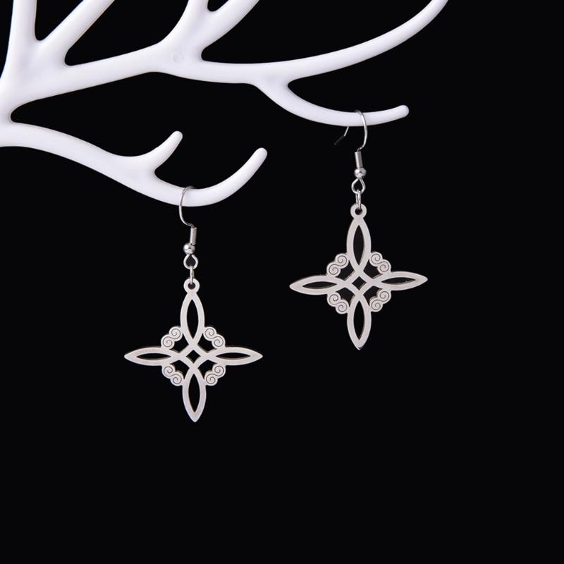 Simple Alloy Witchcraft Drop Earrings Hollow Amulet Witch Knot Pendant Earring Unique Charm Dangle Earrings Jewelry