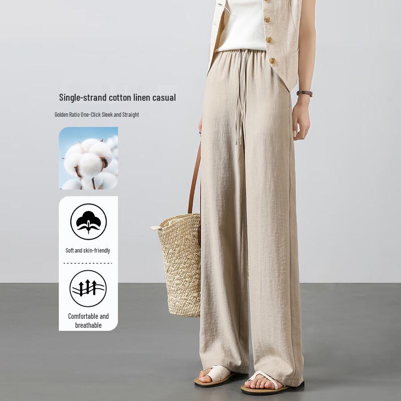 

HSTYLE Linen Blend Wide-Leg Casual Pants for Women S