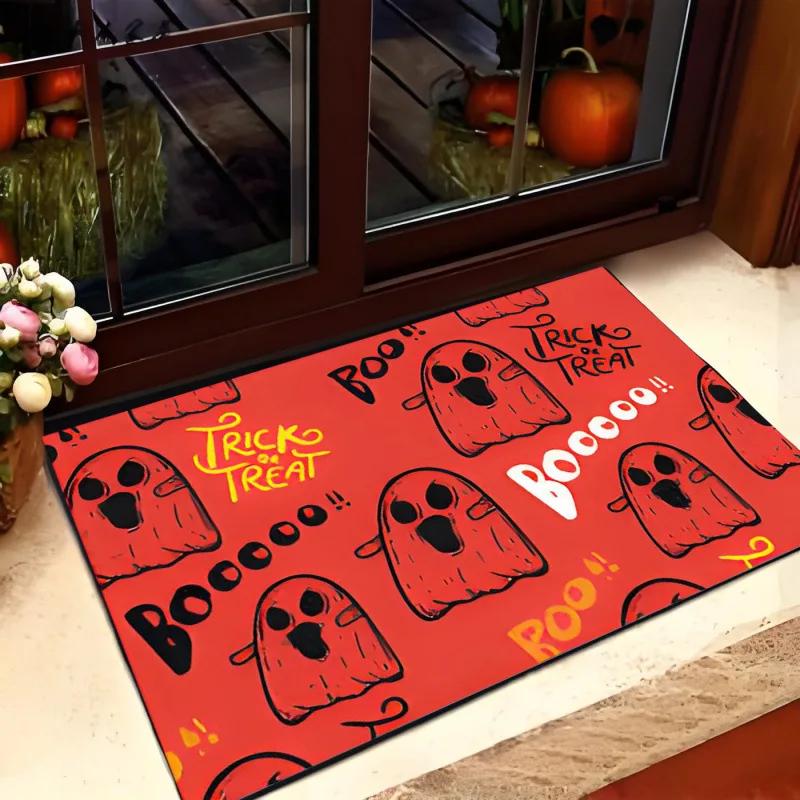 Halloween Cartoon Pumpkin Bat Black Kids Non-slip Decorative Mat Carpet for Bedroom Living Room Balcony Home Decoration