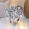 Schillernde weiße Zirkonia CZ Blumenringe für Frauen Hochzeit Verlobungsaccessoires Statement Schmuck Geschenk
