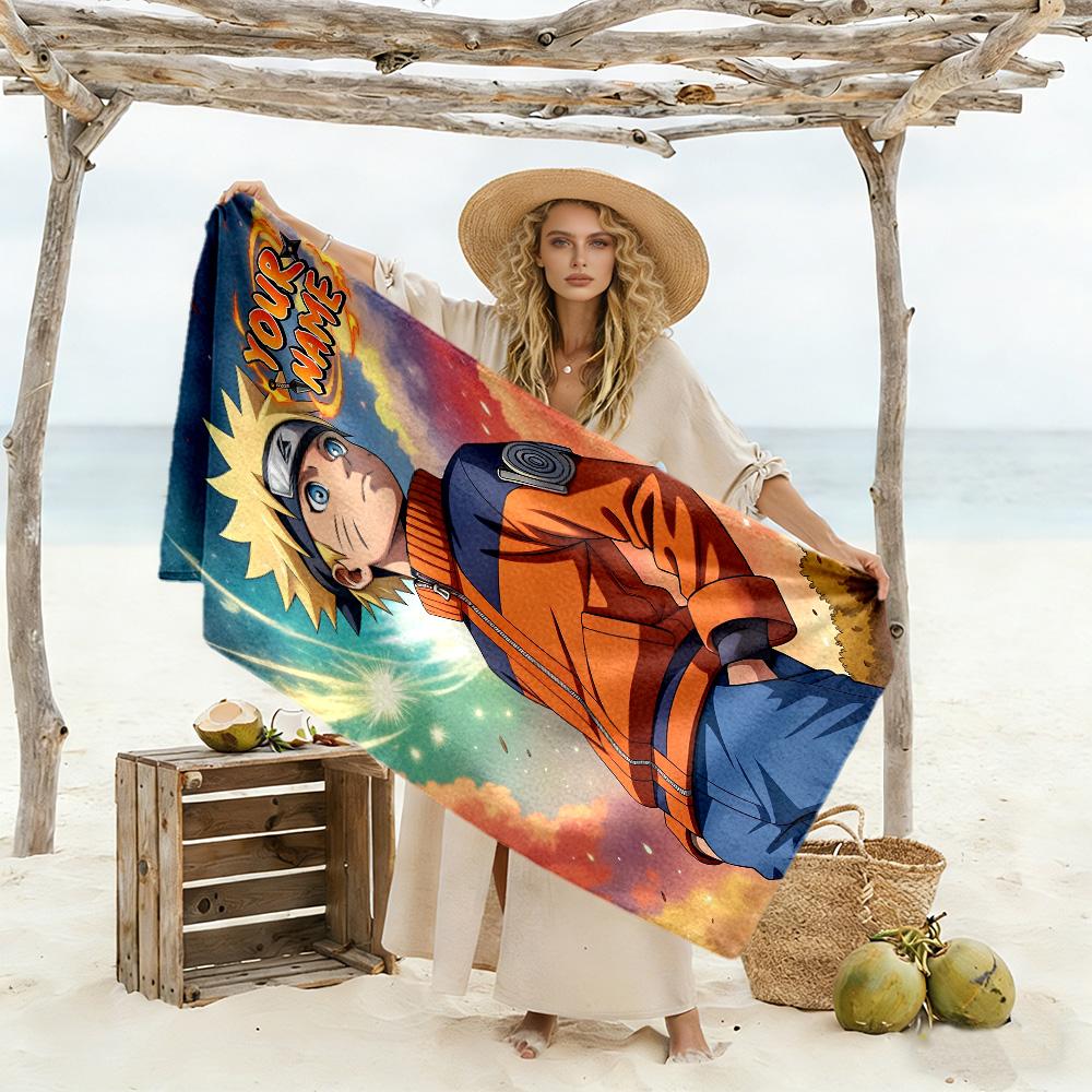 Naruto Character Customize Text Beach Towel Quick-Dry Soft Microfiber