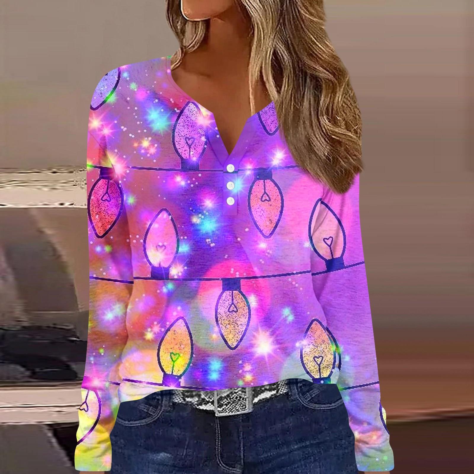 Женская мода повседневная цветочная рождественская печать V-образный вырез с длинными — фото 10