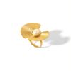 French-inspired European and American Internet Celebrity Pearl Fan-shaped 18K Gold-plated Titanium Steel Earrings for Women