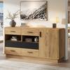 Příborník do obývacího pokoje 140×35×70 cm, Úložná skříňka z MDF se 6 zásuvkami a 1 dveřmi, 12 úložných prostor, Dřevěno-černý design, Max. Nosnost 30 kg, Komoda