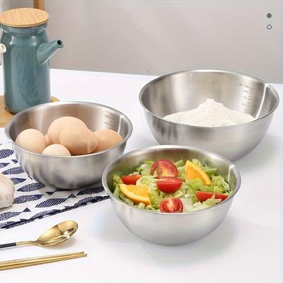 3pcs Stainless Steel Bowl Set with Scale for  Baking Cooking Food Storage Large Capacity Mixing Bowls Home Kitchen Tools
