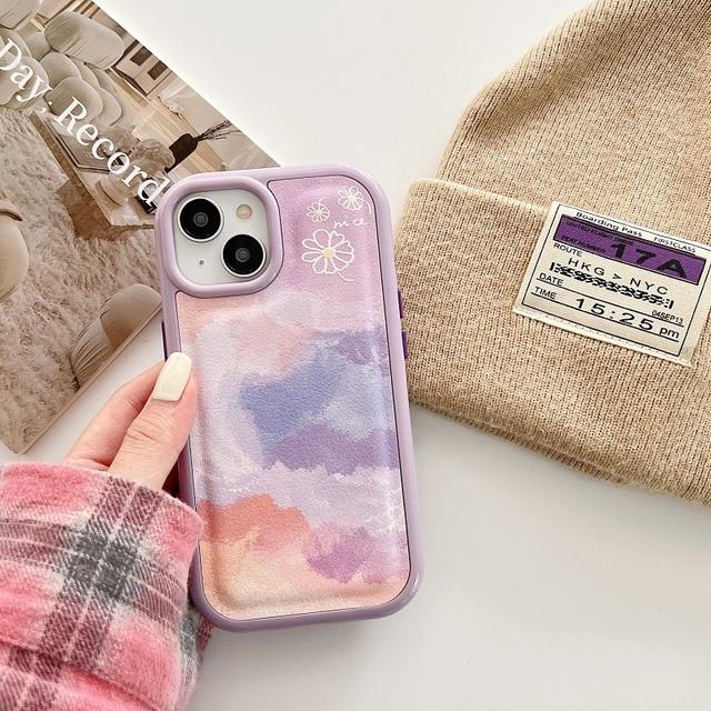 

Moskado красочный кожаный чехол с розовыми облаками и узором для телефона для Iphone 14 12 11 13 Pro Max 14 Plus Xr Xs Max Мягкий чехол из ТПУ с цветочным принтом For iPhone 14 Plus