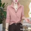 Winter Velvet Long Sleeve Zipper Top - Versatile and Warm for Middle-Aged Women