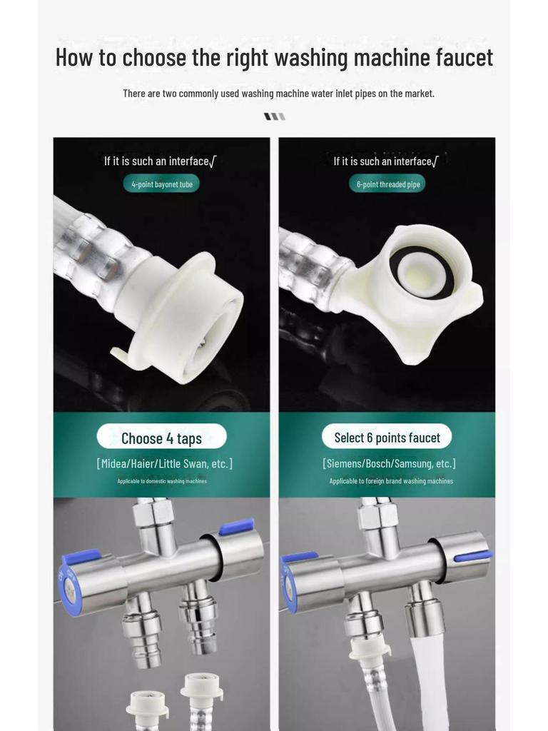 Triangle Valve: 3-Way Diverter with Dual Outlets for Double Washing Machine Connection and Toilet Switch