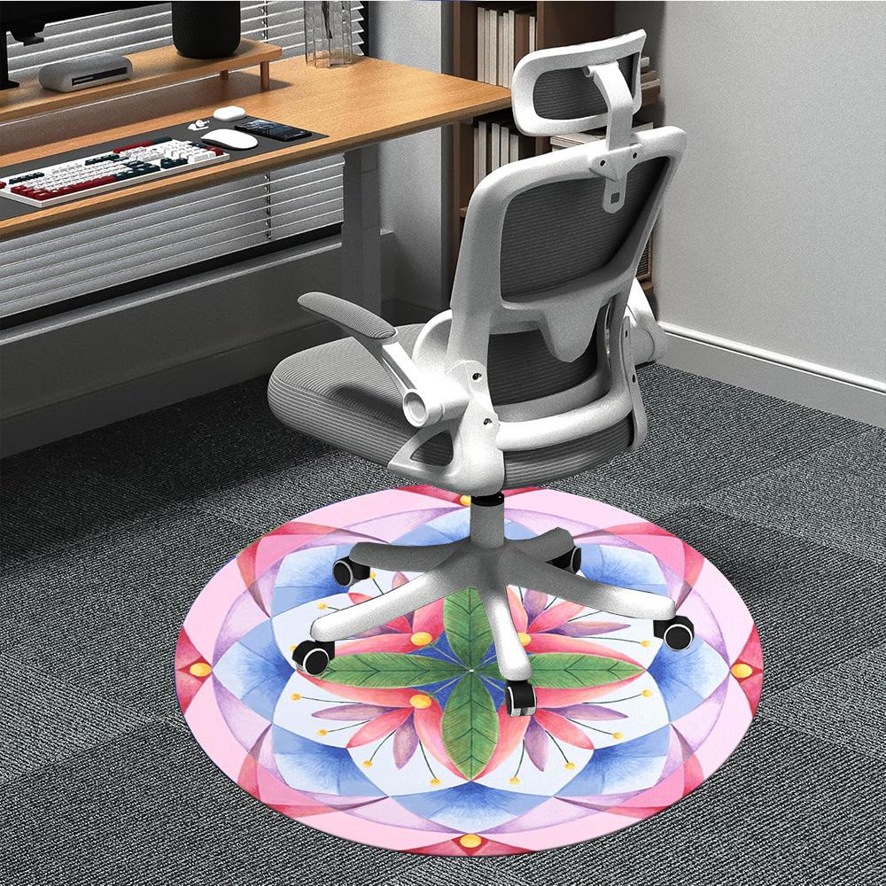 

1pc Floral Mandala Chair Carpet for Office Non-Slip, Machine Washable Rug for Office, Room - Polyester, Machine Made yy251029225 80cm by 80cm
