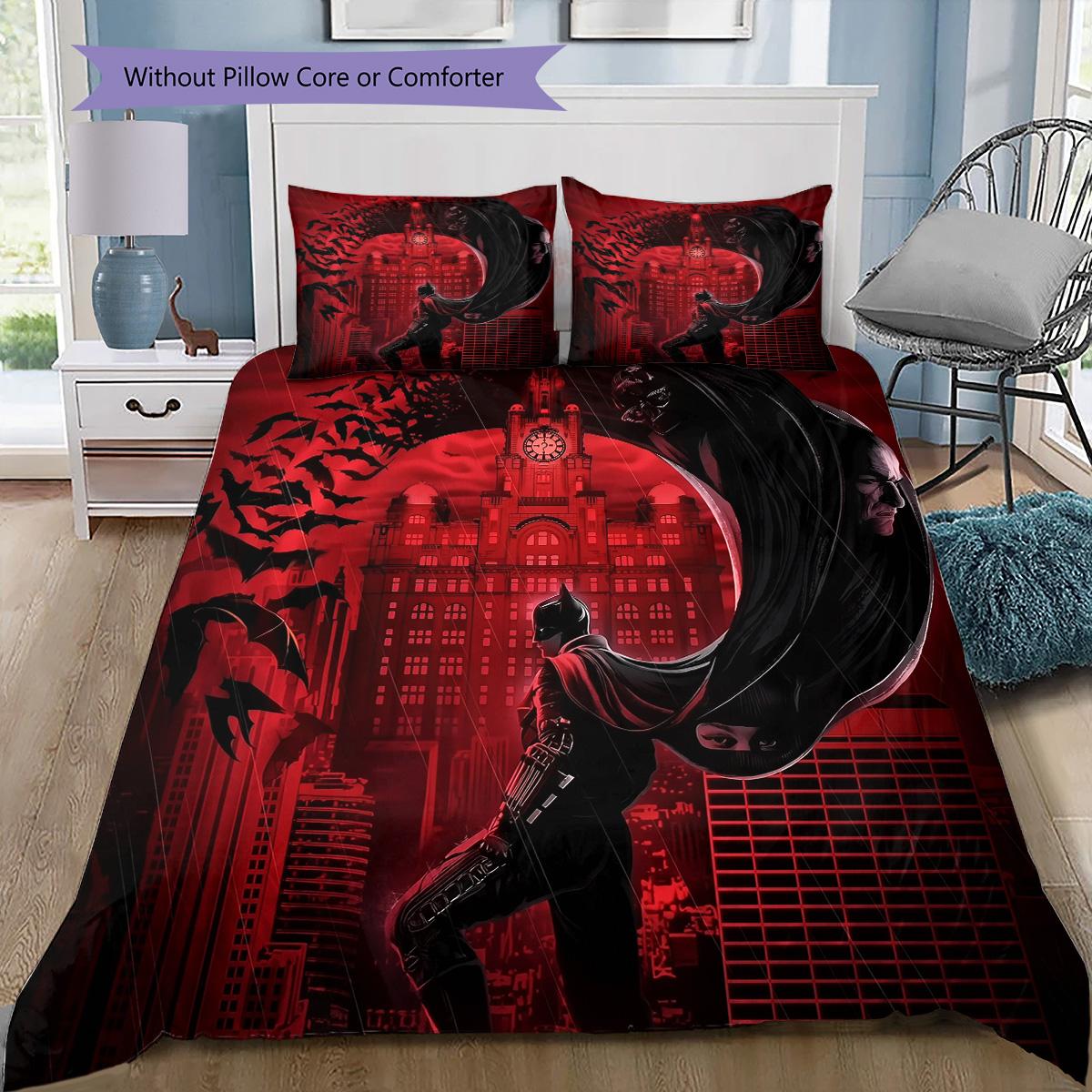 

Black Red Batman Bedding Set, 1 Duvet Cover & 2 Pillowcases, Home Decor, Perfect Gift 135x200cm