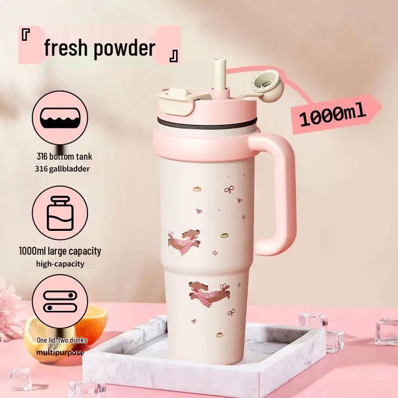 Zhenghan 1000ml Jumbo Insulated Tumbler with Straw and Handle