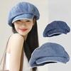 Washed Denim Beret Hat Cotton Octagonal Hat Casual Newsboy Flat Cap