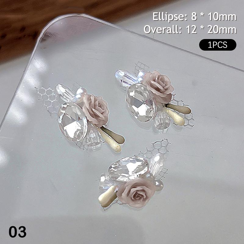 

Light Luxury 3D Crystal Rhinestone Glass Lace Flower Pile Charms Jewelry Nail Art Accessories Manicure Nails Decoration Supplies 3