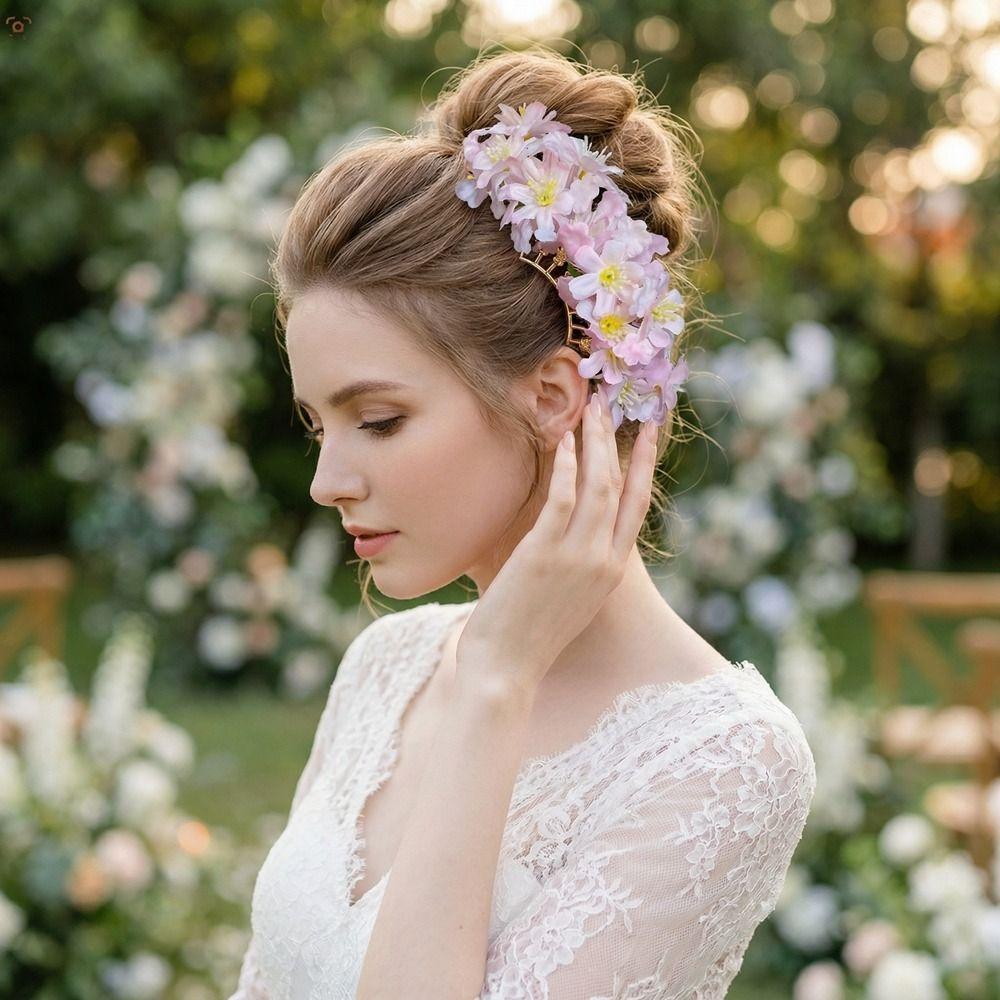 Sweet Flora Hair Stick Bohemian Side Clip Headdress Simulation Flower Hair Fork  Daily Wear