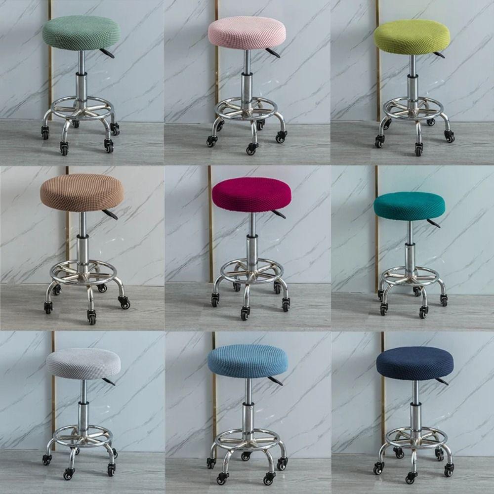Thickened Bar Stool Cover Elastic Seat Chair Slipcover Soft Round Chair Cover