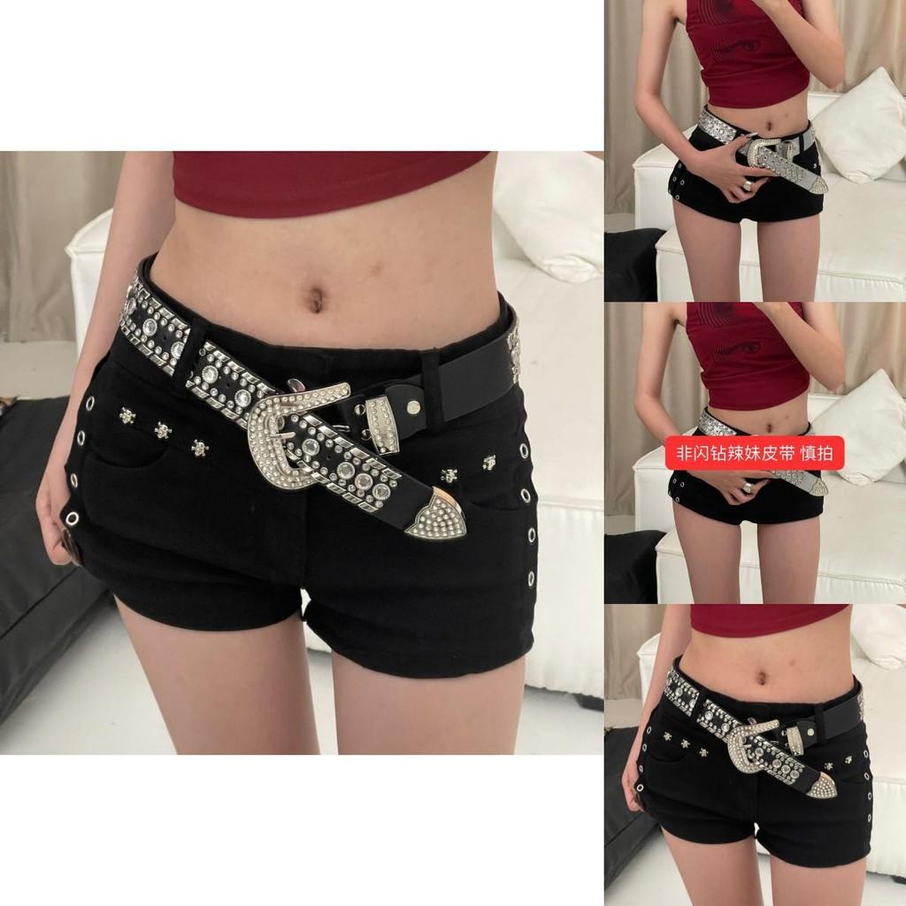 Y2k Style Unique Wide Waist Belt With Dazzling Rhinestones For Outfits Trendy