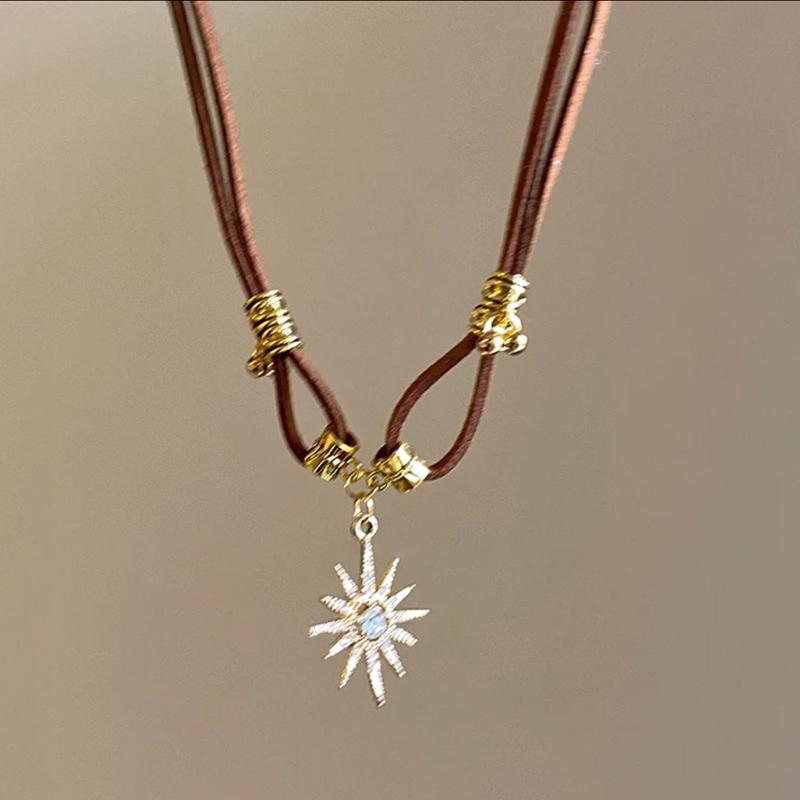 

Простое красочное металлическое ожерелье-цепочка с бусинами для женщин, легкое роскошное ожерелье-цепочка для свитера с бусинами «Солнце и Луна», подарок, ювелирное изделие 02