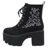 Moda kwiat gwiazda buty na platformie masywny obcas Punk zamszowe damskie gotyckie buty klub nocny zasznurować zamek błyskawiczny z tyłu