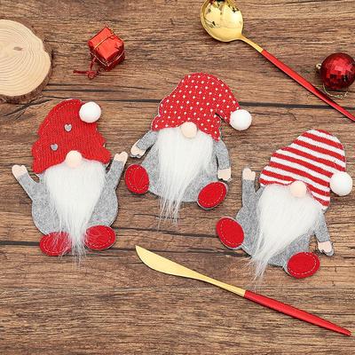 Weihnachtsmann Wichtel Messer & Gabel Set mit Tasche - Weihnachts-Tischdekorationen