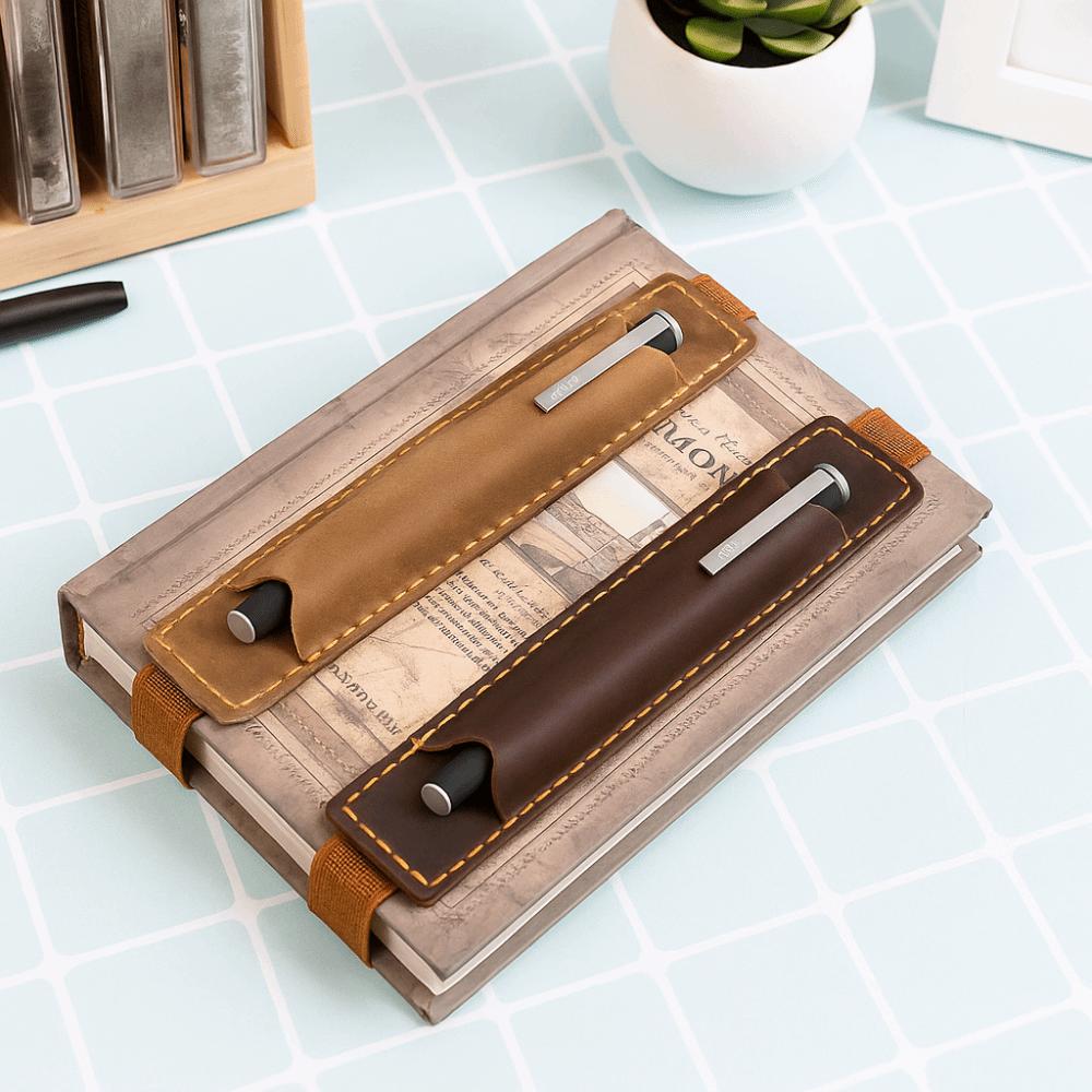 Top Leather Leather Pencil Bag Elastic Band Retro Pen Case Portable Pen Pouch  Cosplay Accessory