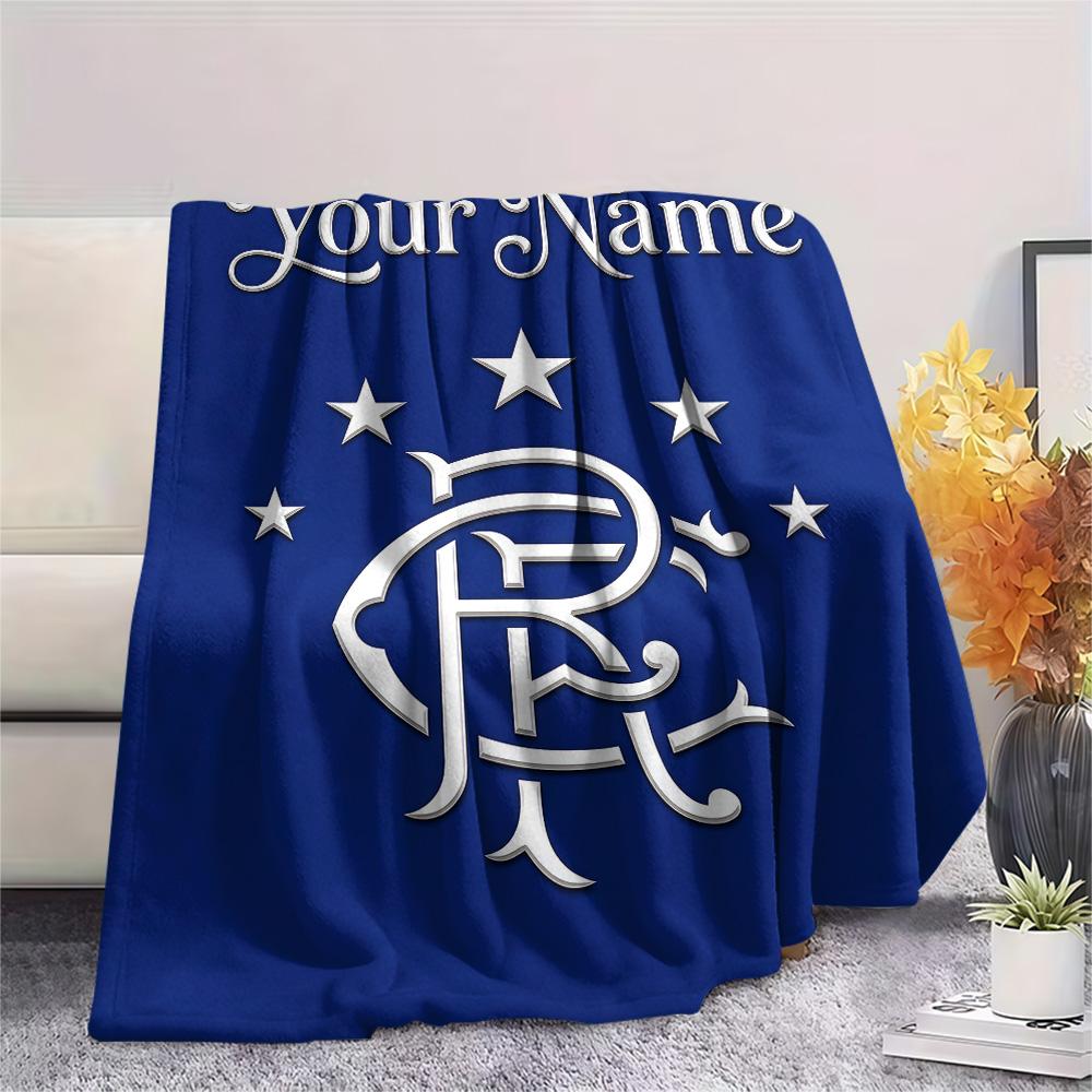 1PC Custom Name Rangers F.C Patterned Flannel Blanket Suitable For All Seasons for Home Decor Warmth and Comfort Gifts Holiday Present -HE180