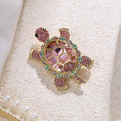 Süße Schildkröte aus transparentem Strass, Anstecknadeln, klassische glänzende Boutique-Dekoration, Tier, exquisite Abzeichen, Corsage