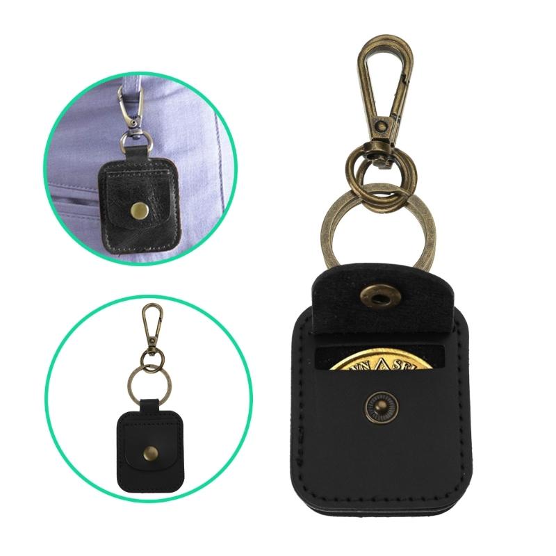 Elegant Leather Ring Holder Keychain Practical Leather Keychain with Pouch Essential Accessory for Active Lifestyles
