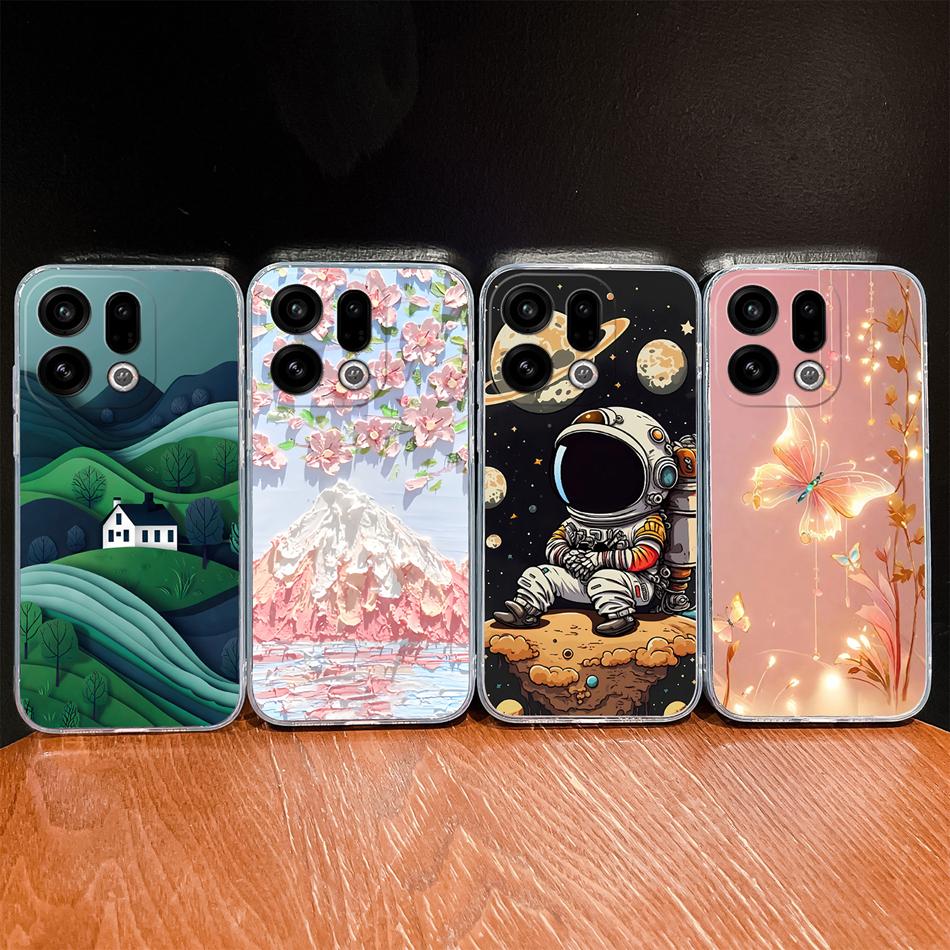 For Oppo Find X9 X8 X7 Pro Phone Case Lovely Fish Patterns Soft TPU Clear Silicone Shell For Oppo Find X7 Ultra Shockproof Funda
