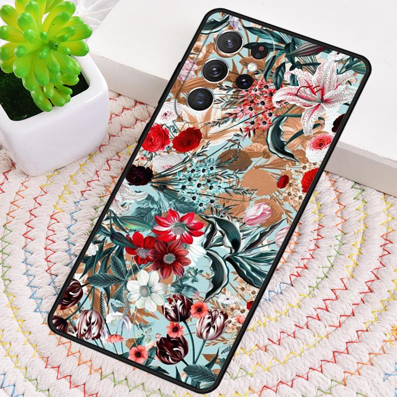 Tropical Flowers print TPU Phone Case For Samsung Galaxy note 10 pro S26 S25 S24 S23 S22 Ultra Plus S21 FE S20 Shockproof Cover