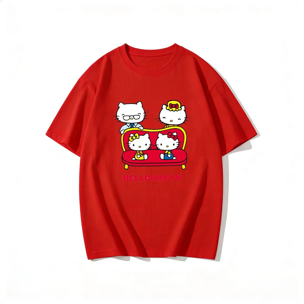 2026 Hello Kitty Tee soft cotton short sleeve crew neck cute print lightweight summer top for Women daily casual wear
