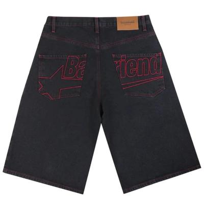 Unisex Retro Hip Hop Streetwear Denim Shorts Stickerei Baggy Jorts Harajuku Casual Gerade Weites Bein Shorts für Männer Frauen