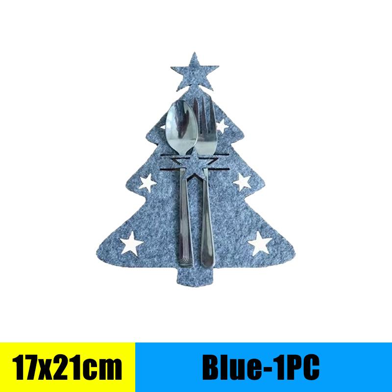 Christmas Cutlery Holder Knife and Fork Pocket Bag Cutlery Cover Star Tree Elk New Year Christmas Party Dinner Table Decoration