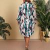 Cross-border hem closed dress Amazon long dress European and American plus size loose long-sleeved polo collar dress women
