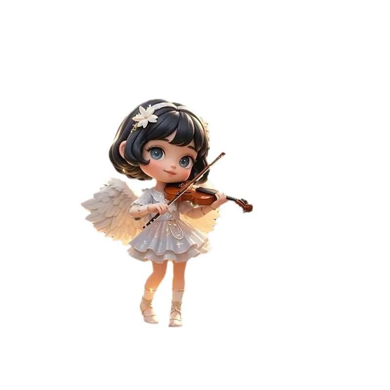 Flat Acrylic Surface Pendant With Angel Playing Violin Style For Decor Vehicle