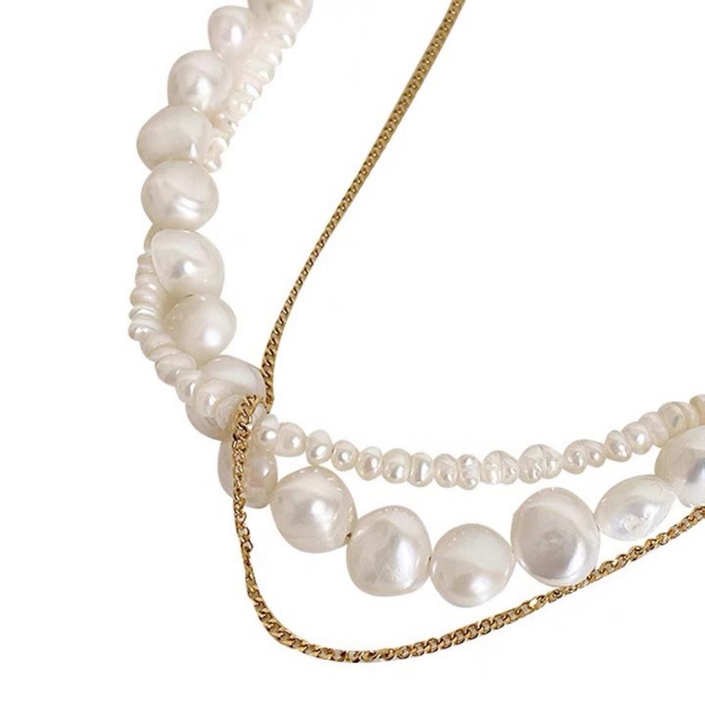 Exquisite design multi-layer natural freshwater baroque special-shaped pearl necklace sweater chain long female 2021 new