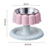 Stainless Steel Anti-Spill Cat Bowl with Chin Protection and Elevated Pudding Flower Design