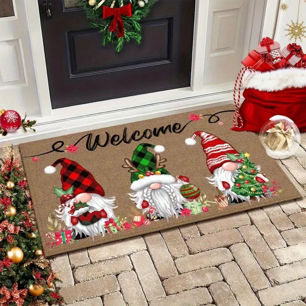 VIKAMA 2025 New Christmas Welcome Mat Christmas Elf Living Room Bedroom Carpet Indoor Outdoor Entrance Door Mat Home Decor