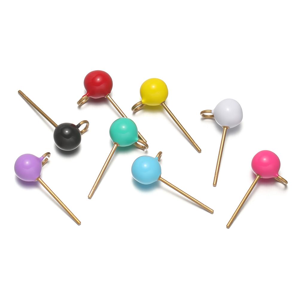 10Pcs Stainless Steel 5mm Enamel Ball Stud Earrings Post with Hook for DIY Girls Earrings Making Jewelry Findings Accessories