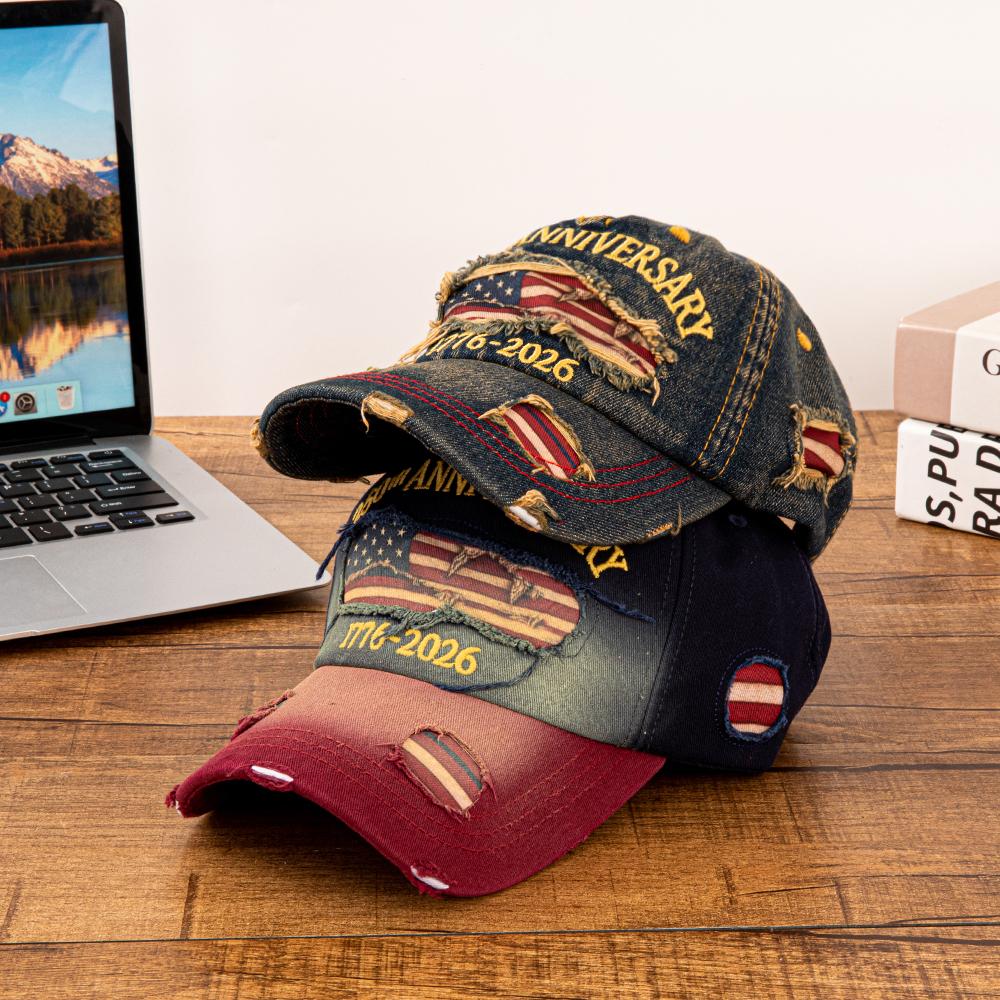 Vintage Distressed Usa 250Th Anniversary 1776- American Flag Baseball Cap Men Women Adjustable Washed Dad Hat For Patriotic