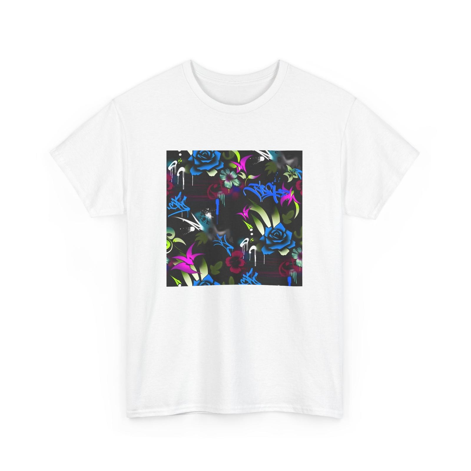 Unisex Adult T Shirt Graffiti Floral Pattern Urban Street Designer Rapper City S разноцветный