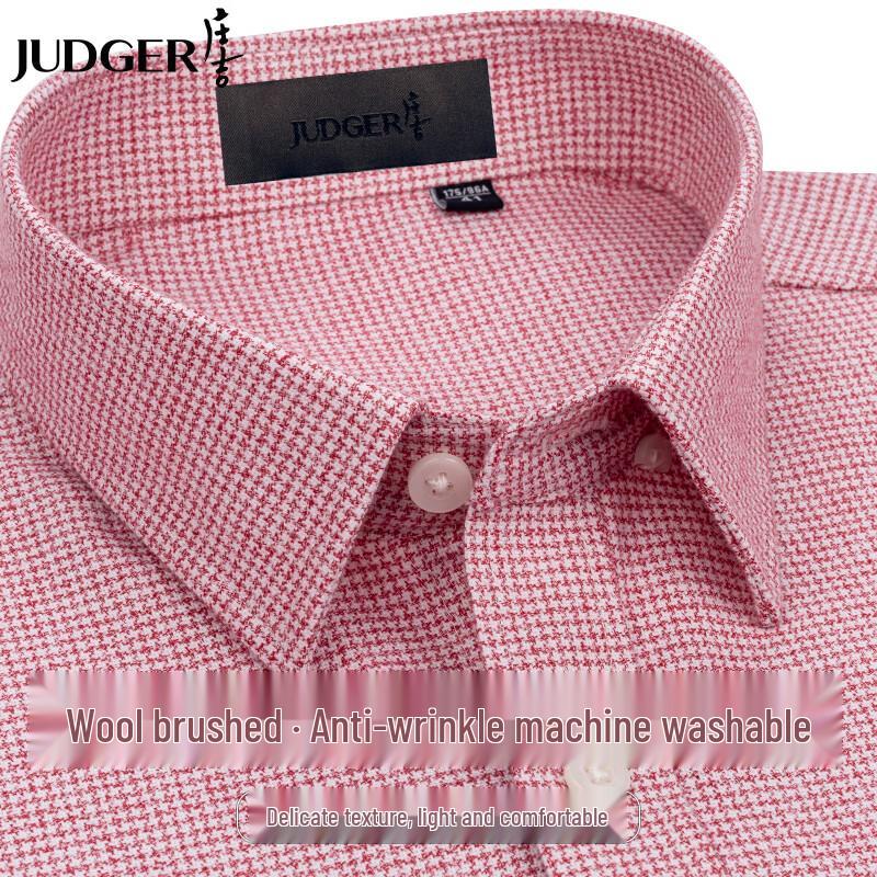 Zhuangji Men s Sheep Wool Blend Flannel Houndstooth Long-Sleeve Shirt 175/96A