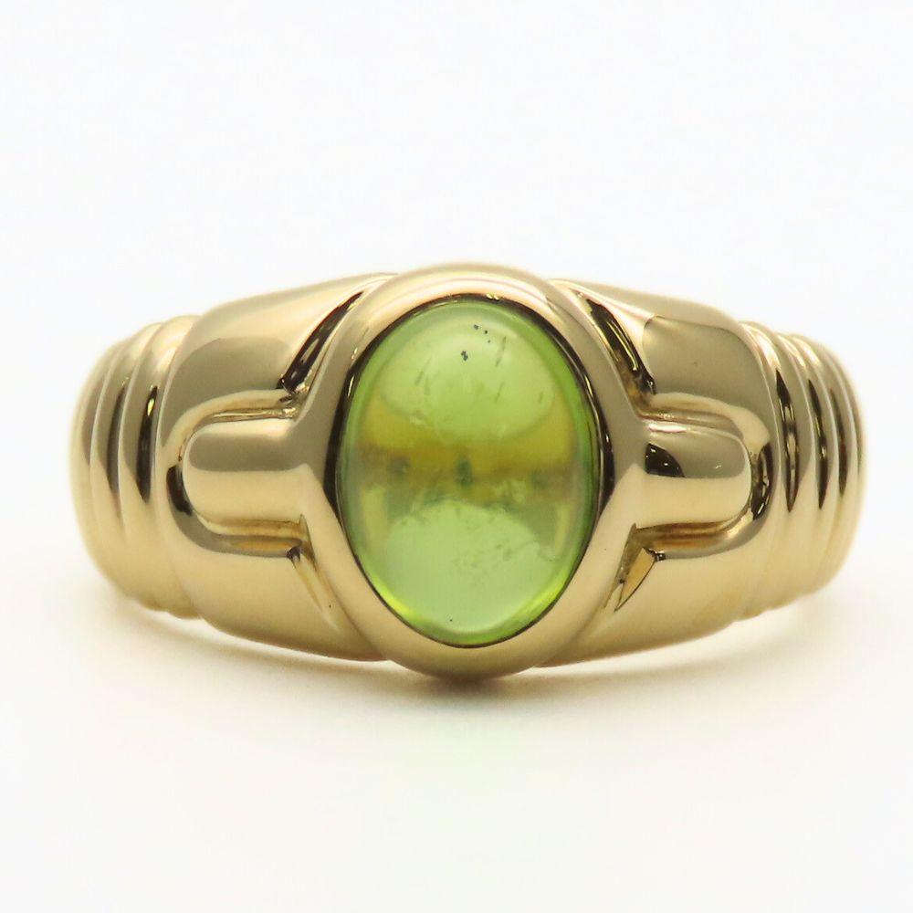 Used BVLGARI Ring EU#49.5 K18 yellow gold 8.5g Yellow Gold green jewelry