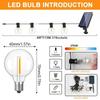 15M Solar String Lights Outdoor Patio Lights USB Recharger 8 Light Modes Shatterproof Bulbs Weatherproof Hanging Christmas Light