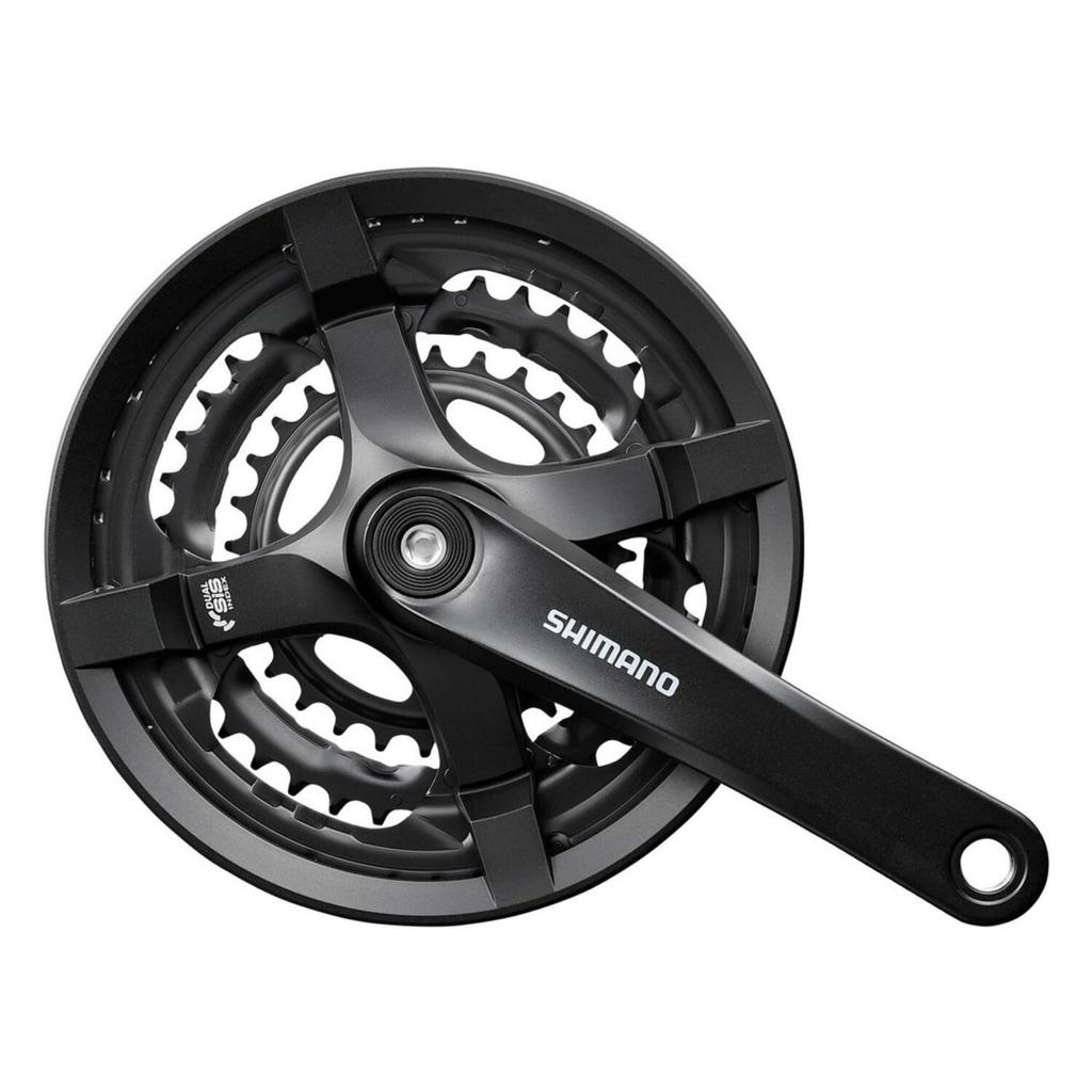 SHIMANO Front Chainwheel 170mm with Chain Guard BB Square Shaft EFCTY501C888CLB TOURNEY (MTB) FC-TY501 48×38×28T 8S/7S/6S Black/Compatible 122.5mm