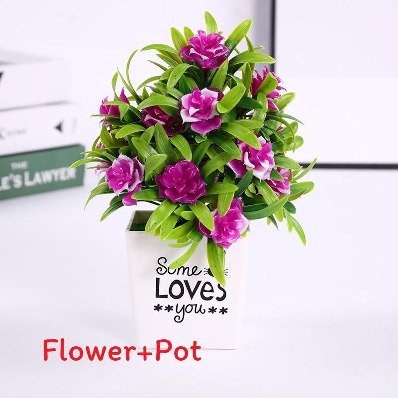 

Flower Rose Artificial Letter Flower Pot Potted Plant For Living Office Room PurpleRed