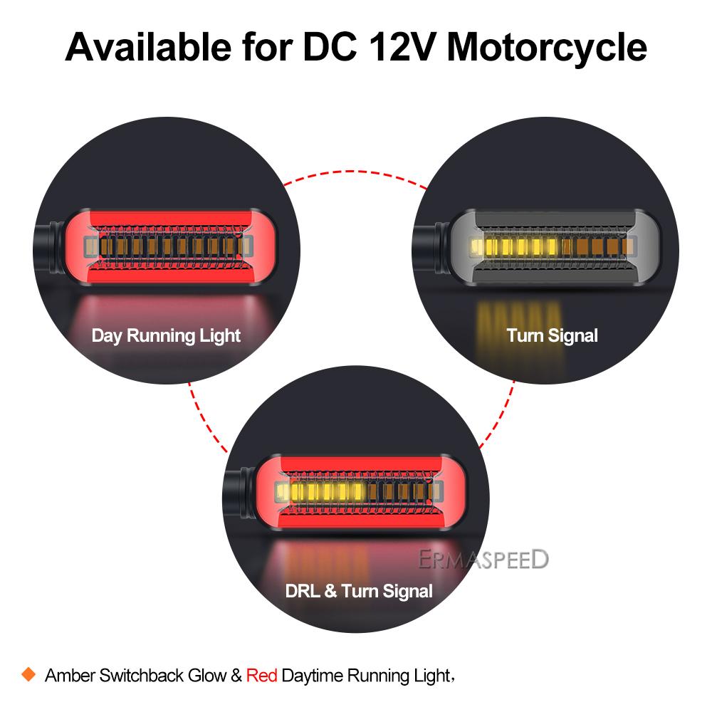 Universal LED Motorcycle Flasher 12V IP68 Waterproof Flowing Water DRL Stop Tail Lamp Indicator Turn Signals Lights